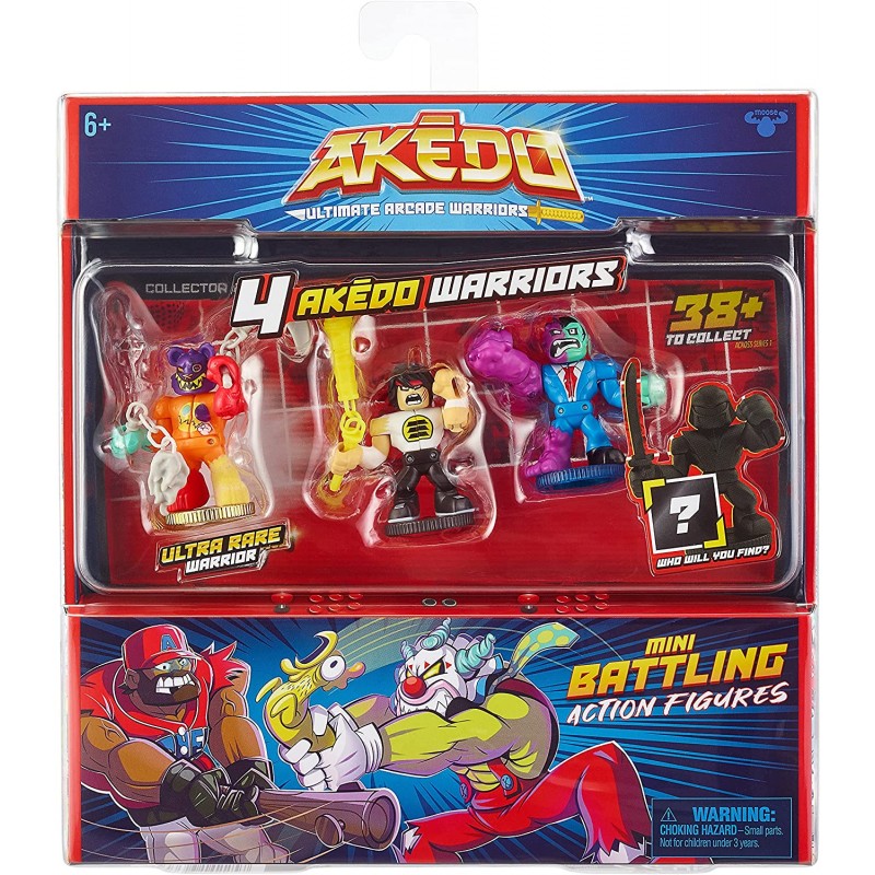 Akedo Ultimate Arcade Warriors - 스타터 팩 및 Warrior Collector 팩 번들 팩 - Mini Battling Action Figures - Ready, Fight, Split Strike! Amazon 독점, 멀티컬러(14239)