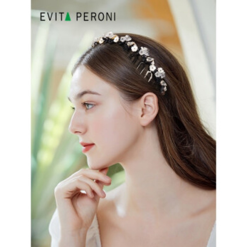 Evita Peroni 수정 다이아몬드 플아워 여성 머리띠 미끄럼 방지 헤어 액세서리