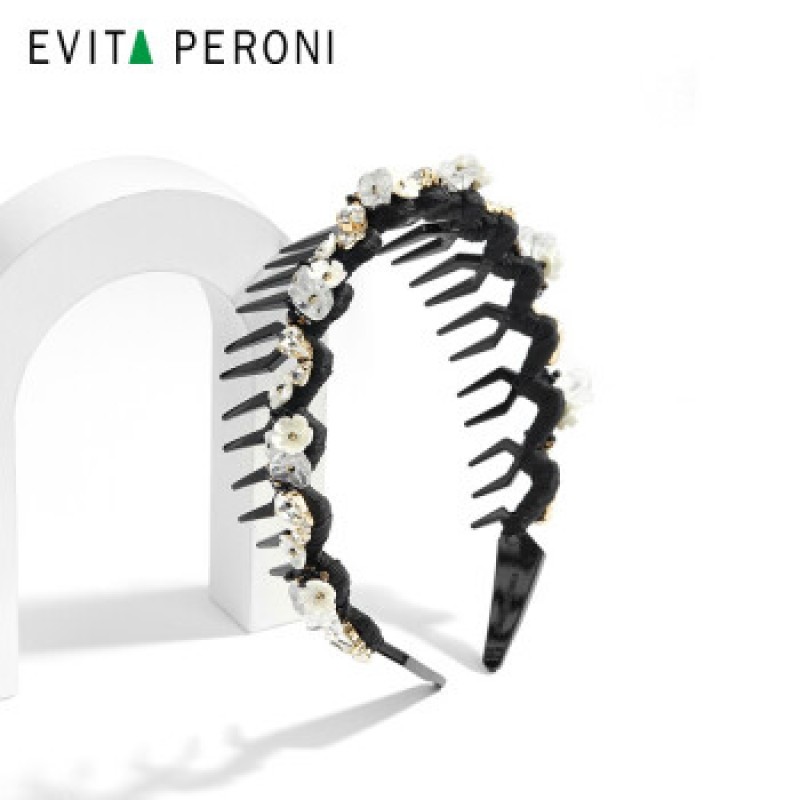 Evita Peroni 수정 다이아몬드 플아워 여성 머리띠 미끄럼 방지 헤어 액세서리