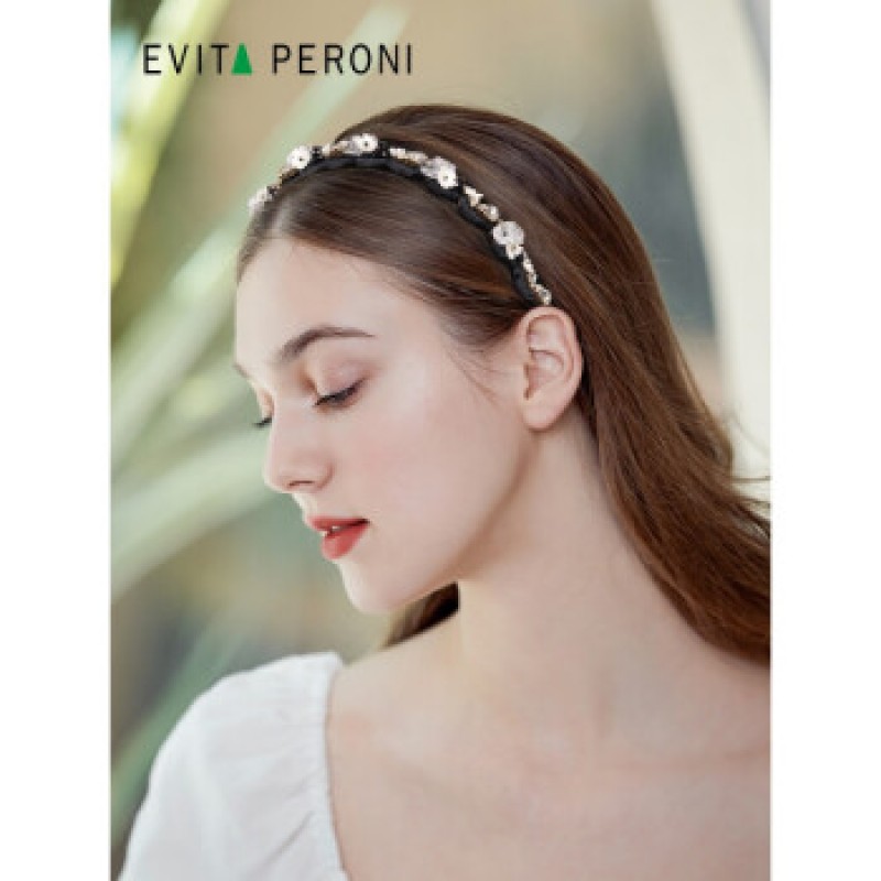 Evita Peroni 수정 다이아몬드 플아워 여성 머리띠 미끄럼 방지 헤어 액세서리