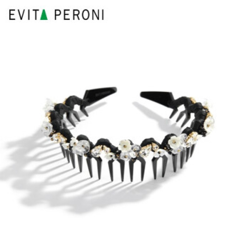 Evita Peroni 수정 다이아몬드 플아워 여성 머리띠 미끄럼 방지 헤어 액세서리