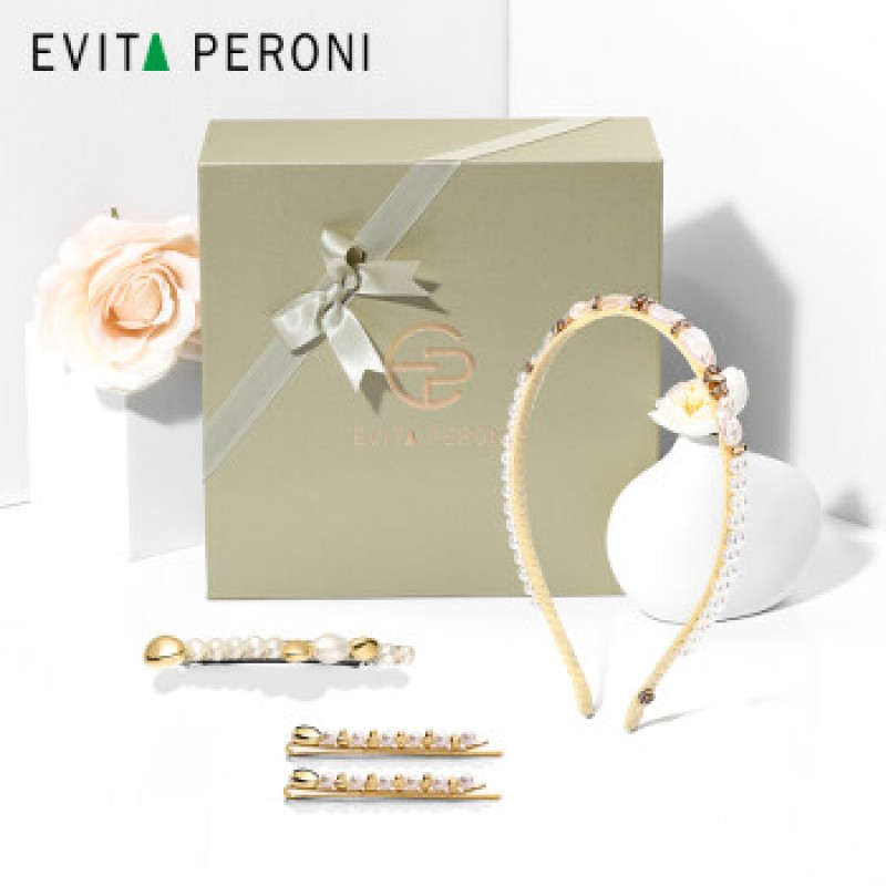 Evita Peroni 페르시여성 진주 머리띠+진주 머리핀 3피스 세트
