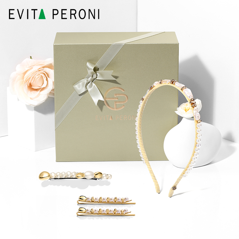 Evita Peroni 페르시여성 진주 머리띠+진주 머리핀 3피스 세트