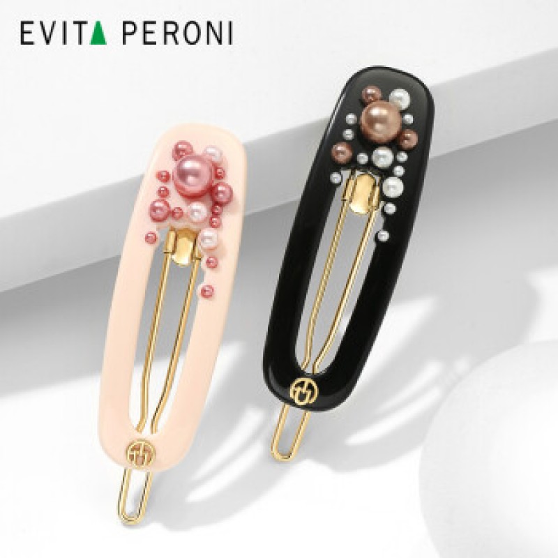 Evita Peron 레트로 메탈 라지 헤어 클립+헤어핀+머리띠 블랙 3종 선물세트