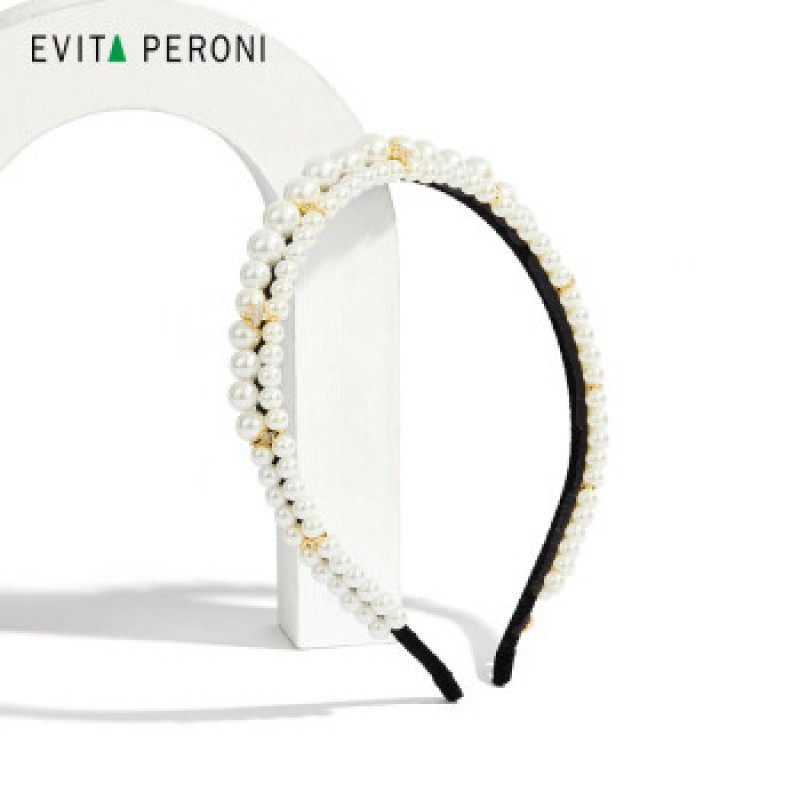 Evita Peroni 로맨틱 양면 진주 크라운 머리띠 웨딩 신부 헤어 액세서리