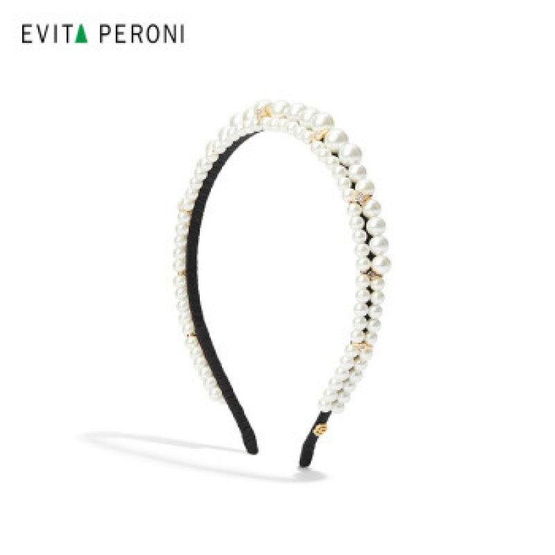 Evita Peroni 로맨틱 양면 진주 크라운 머리띠 웨딩 신부 헤어 액세서리