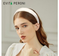 Evita Peroni 화이트 로맨틱 넓은 챙 진주 머리띠 신부 웨딩 헤어액세서리