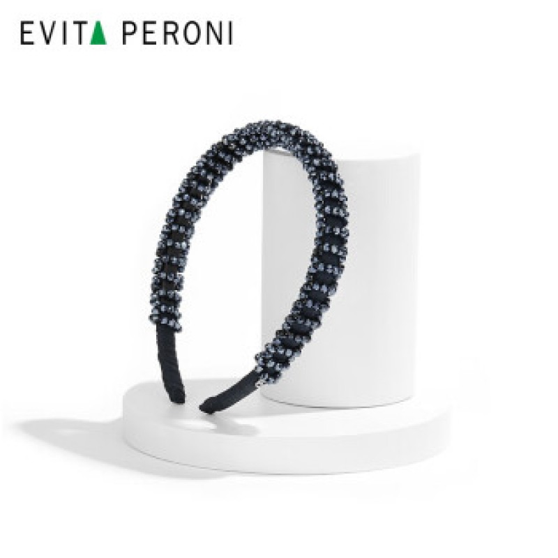 Evita Peroni 고급 크리스탈 비즈 여성 머리띠 절묘한 머리띠 블랙