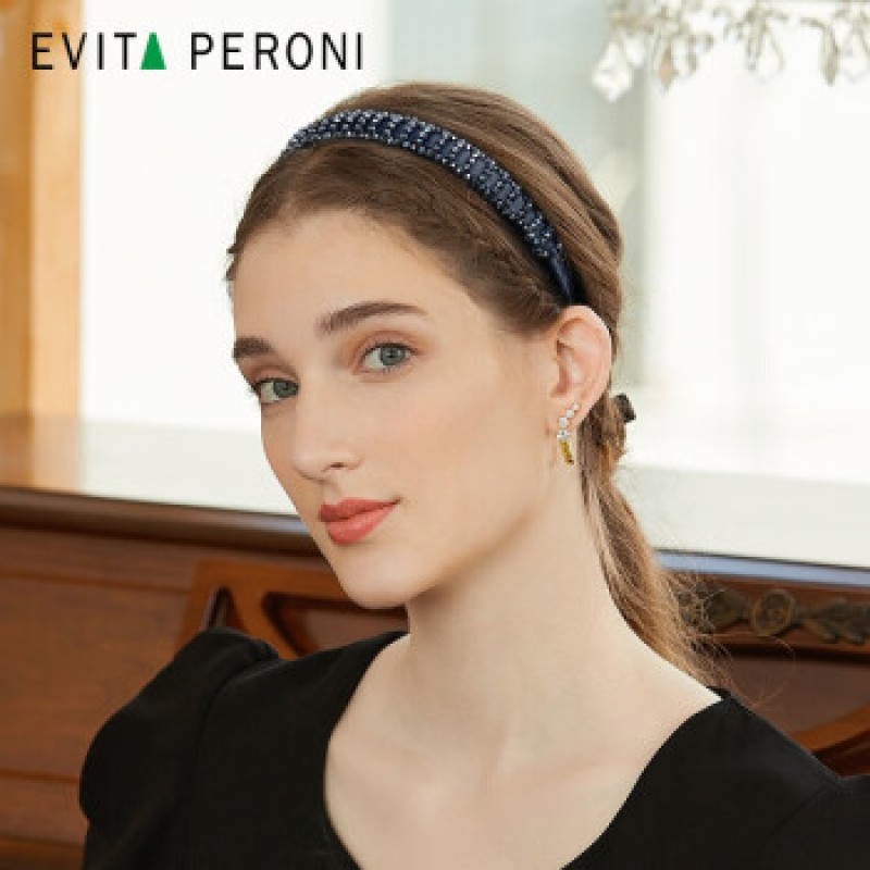 Evita Peroni 고급 크리스탈 비즈 여성 머리띠 절묘한 머리띠 블랙