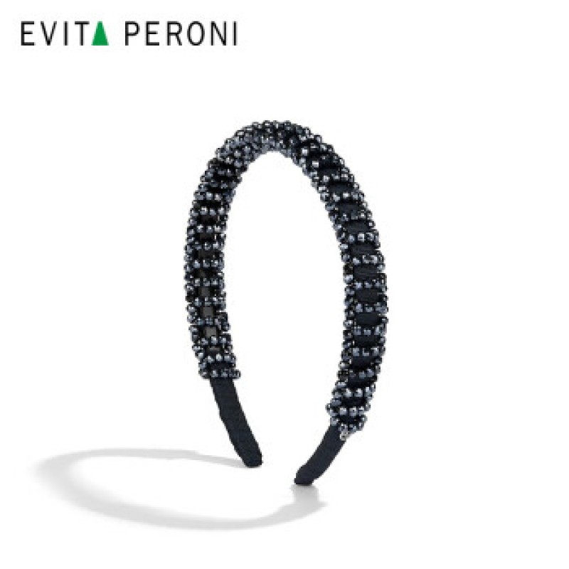 Evita Peroni 고급 크리스탈 비즈 여성 머리띠 절묘한 머리띠 블랙