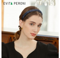 Evita Peroni 고급 크리스탈 비즈 여성 머리띠 절묘한 머리띠 블랙