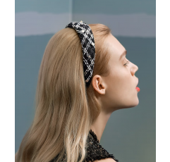 Evita Peroni 격자 무늬 머리띠+머리핀 3종세트