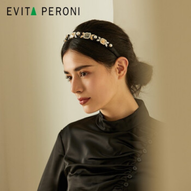 Evita Peroni 레드로 여성 진주 큐빅 머리띠 헤어 액세서리
