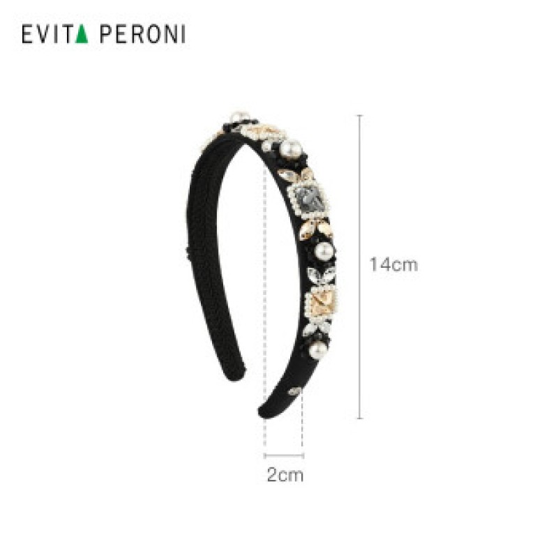 Evita Peroni 레드로 여성 진주 큐빅 머리띠 헤어 액세서리