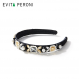 Evita Peroni 레드로 여성 진주 큐빅 머리띠 헤어 액세서리