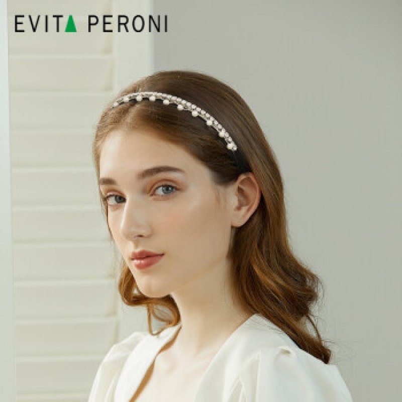 Evita Peroni 럭셔리 여성 진주 크라운 머리띠 양면 착용 신부 헤어 액세서리