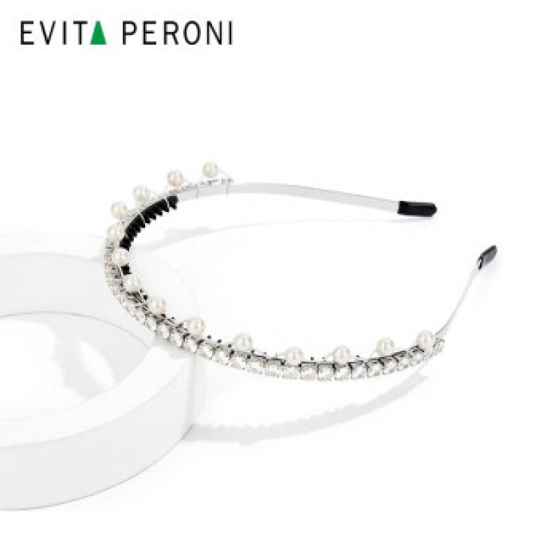 Evita Peroni 럭셔리 여성 진주 크라운 머리띠 양면 착용 신부 헤어 액세서리