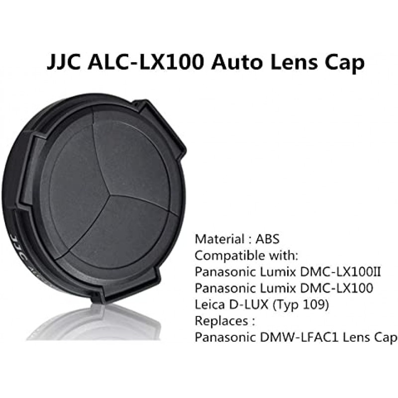 Panasonic Lumix LX100 II(DC-LX100M2) DMC-LX100 Leica D-LUX(Typ 109)용 JJC 자동 개폐 렌즈 캡 보호기, Panasonic DMW-LFAC1K 자동 렌즈 캡 대체, 8mm 미만의 필터 두께에 적합