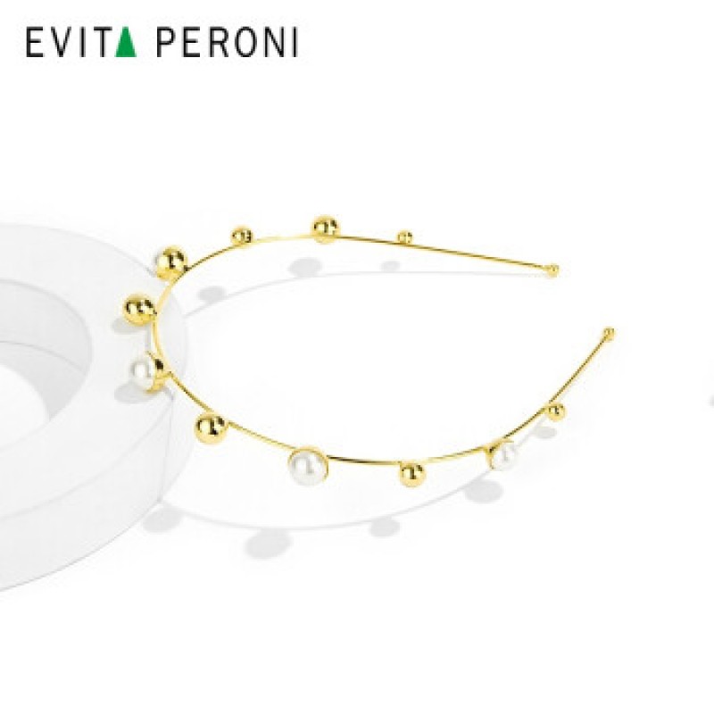 Evita Peroni 여성 메탈 진주 머리띠 신부 헤어 액세서리
