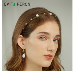 Evita Peroni 여성 메탈 진주 머리띠 신부 헤어 액세서리