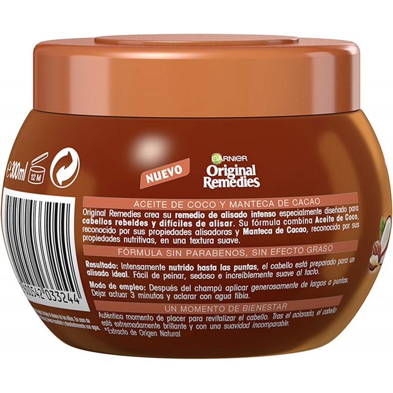 Garnier Original Remedies 코코넛 오일 및 버터 마스크 - 반항적이고 스트레이트하기 힘든 모발용 - 300 ml