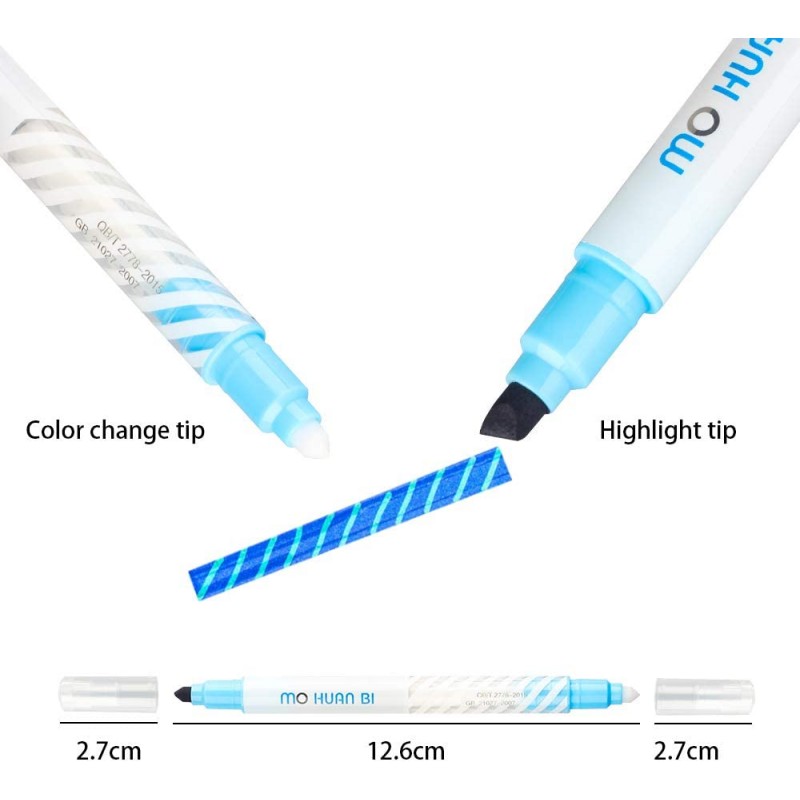 Tomorotec 매직 형광펜 컬러 체인지 하이라이트 펜 듀얼 칩 치젤 칩 아소토 형광펜 12개 팩 | 형광 |