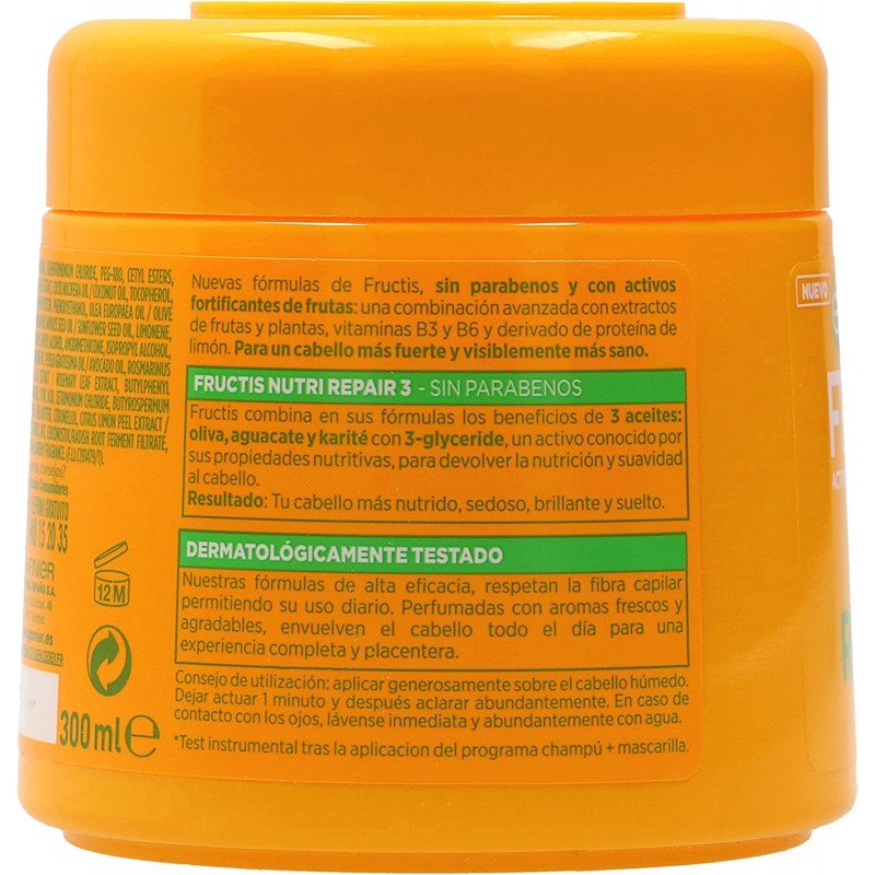 Garnier Fructis Nutri Repair 3 글리세리드와 올리브, 아보카도 및 시어 오일 함유 강화마스크 300ml