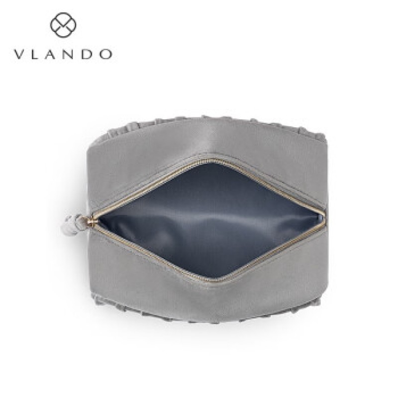 블란도(vlando) 휴대용 벨벳 메이크업 파우치 그레이 2종세트
