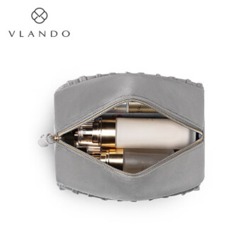 블란도(vlando) 휴대용 벨벳 메이크업 파우치 그레이 2종세트