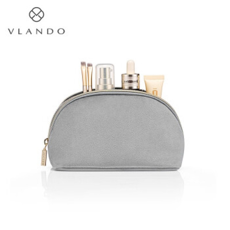 블란도(vlando) 휴대용 벨벳 메이크업 파우치 그레이 2종세트