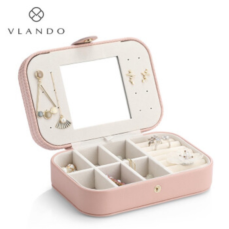 Vlando 여성 귀걸이 반지 팔찌 쥬얼리 보관함 핑크