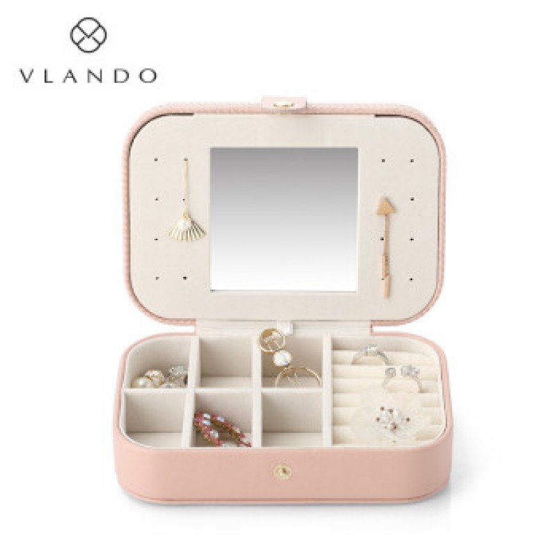 Vlando 여성 귀걸이 반지 팔찌 쥬얼리 보관함 핑크