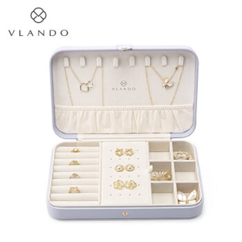 Vlando 여성 목걸이 귀걸이 데스크탑 쥬얼리 보관함 연보라색