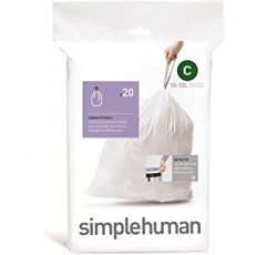 simplehuman Custom Fit 쓰레기통 라이너 C, 10-12리터 / 2.6-3.2갤런, 20개