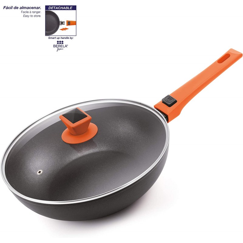 BERELA - ROCKMAG II Wok Pan, 28cm 뚜껑 및 분리형 손잡이 PFOA Free 독일 기술