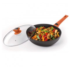 BERELA - ROCKMAG II Wok Pan, 28cm 뚜껑 및 분리형 손잡이 PFOA Free 독일 기술