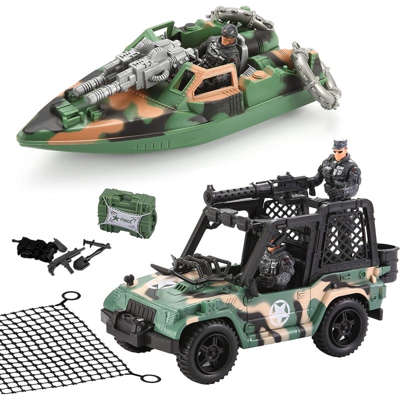 JOYIN 10-in-1 점보 군용 전투 헬리콥터 장난감 세트 군용 차량 장난감 및 군용 액션 피규어, 현실적인 조명 및 소리, 전투 장난감용 상상 놀이: 장난감 및 게임