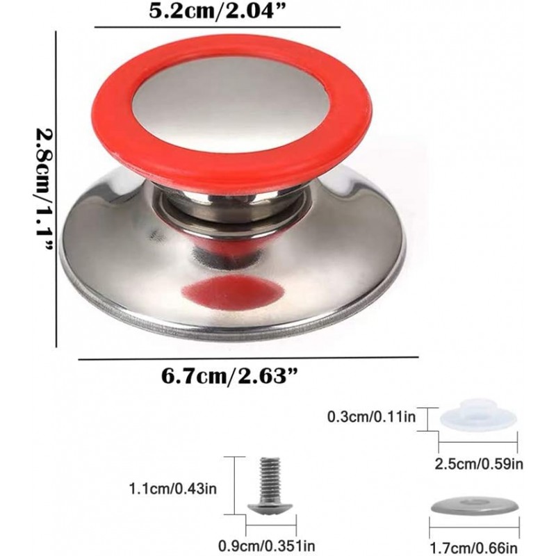 팬 뚜껑 손잡이 4개(빨간색, 파란색, 녹색, 주황색) - 교체 손잡이, 냄비 뚜껑 버튼용 범용 주방 밥솥