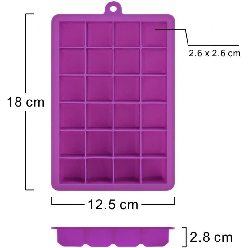 실리콘 아이스 큐브 트레이, 위스키용 및 주스 와인 과일 허브 소스 디저트 칵테일, BPA 무첨가 24개 2팩 보라색