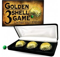 Magic Makers Golden Metal Three Shell Game Magic Trick Kit with Deluxe Display Case