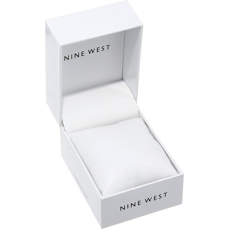 Nine West 여성용 NW/2274MAWT 고무 처리된 화이트 팔찌 시계 : 의류, 신발 및 보석