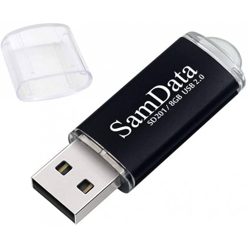 SamData USB 플래시 드라이브 8GB 5팩 USB 2.0 썸 드라이브 메모리 스틱 데이터 스토리지 점프 드라이브 Zip 드라이브 드라이브(LED 표시기 포함)(검정색, 8GB-5팩)