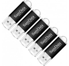 SamData USB 플래시 드라이브 8GB 5팩 USB 2.0 썸 드라이브 메모리 스틱 데이터 스토리지 점프 드라이브 Zip 드라이브 드라이브(LED 표시기 포함)(검정색, 8GB-5팩)