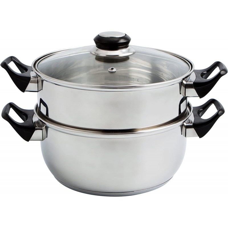 Quid Gastro 신선한 세트 스티머 + 소스팬 22cm, INOX 뚜껑 포함, 스테인리스 스틸, 9.43cm