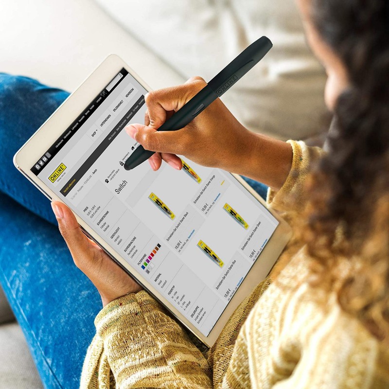 ONLINE 만년필 Switch Expert, 카트리지 만년필과 스타일러스를 하나로 통합, 태블릿 및 스마트폰용, 다기능 펜(표준 잉크 카트리지 포함), 검정, 이리듐 펜촉, 펜촉 강도 F