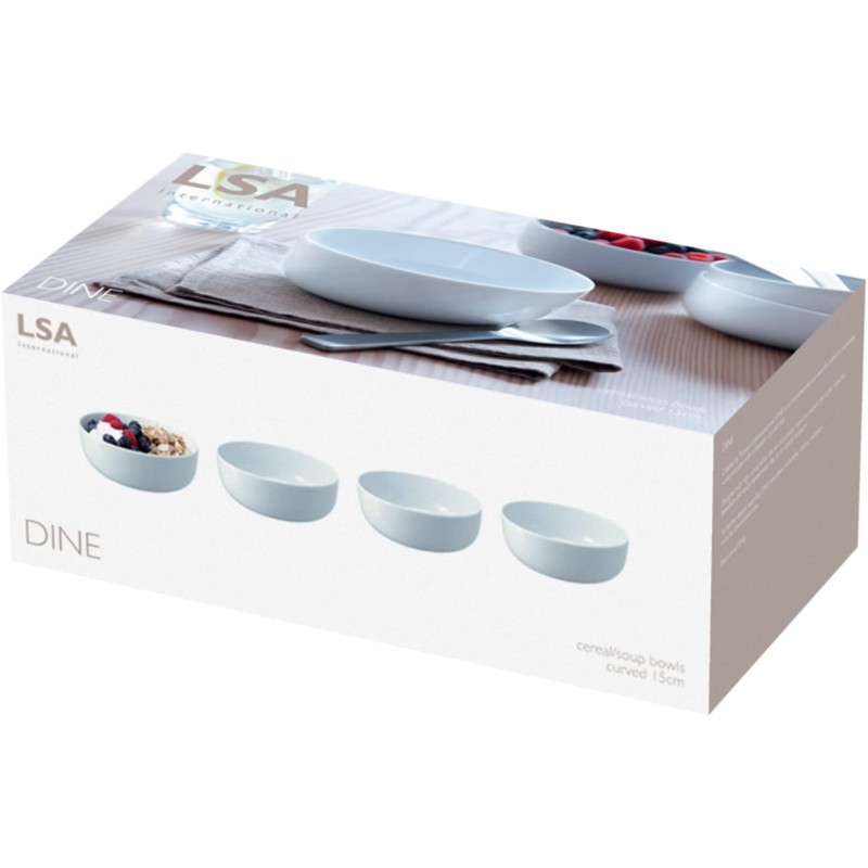 LSA Dine DI43 - 수프 또는 시리얼 그릇, 곡선 모양, 직경 15cm, 4개