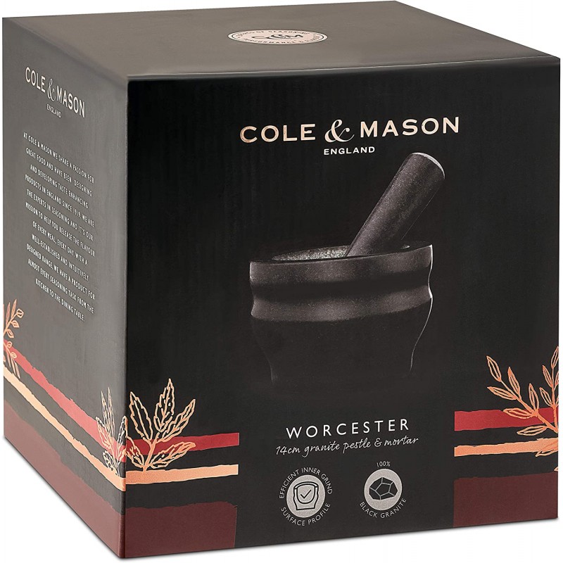 Cole & Mason 14 cm Black Pestle and Mortar, Black Granite, 2개