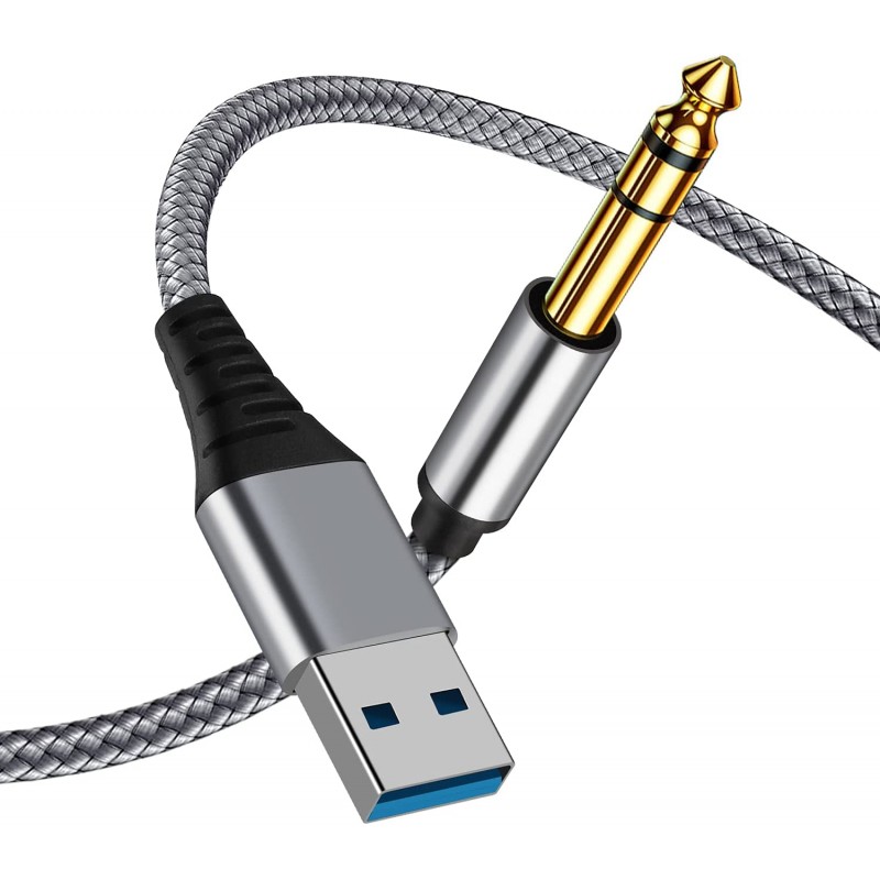 USB 1/4 Male TRS 오디오 스테레오 케이블, USB 6.35mm 잭 오디오 어댑터 노트북, Windows 또는 PC, 앰프, 스피커, 헤드폰과 호환 가능.6.6FT 참고: 녹음, 트럭, TV USB 포트1: 전자 제품