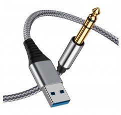 USB 1/4 Male TRS 오디오 스테레오 케이블, USB 6.35mm 잭 오디오 어댑터 노트북, Windows 또는 PC, 앰프, 스피커, 헤드폰과 호환 가능.6.6FT 참고: 녹음, 트럭, TV USB 포트1: 전자 제품