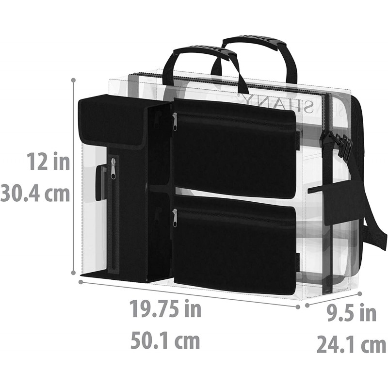 SHANY 여행용 메이크업 아티스트 백(탈착식 수납공간 포함) - 분리형 포켓이 있는 투명 토트 백 - 메이크업 정리함 - 투명/검정 : 미용 및 퍼스널 케어